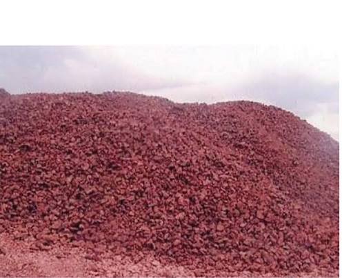 Iron ore, a heap of red-brown crushed rock
